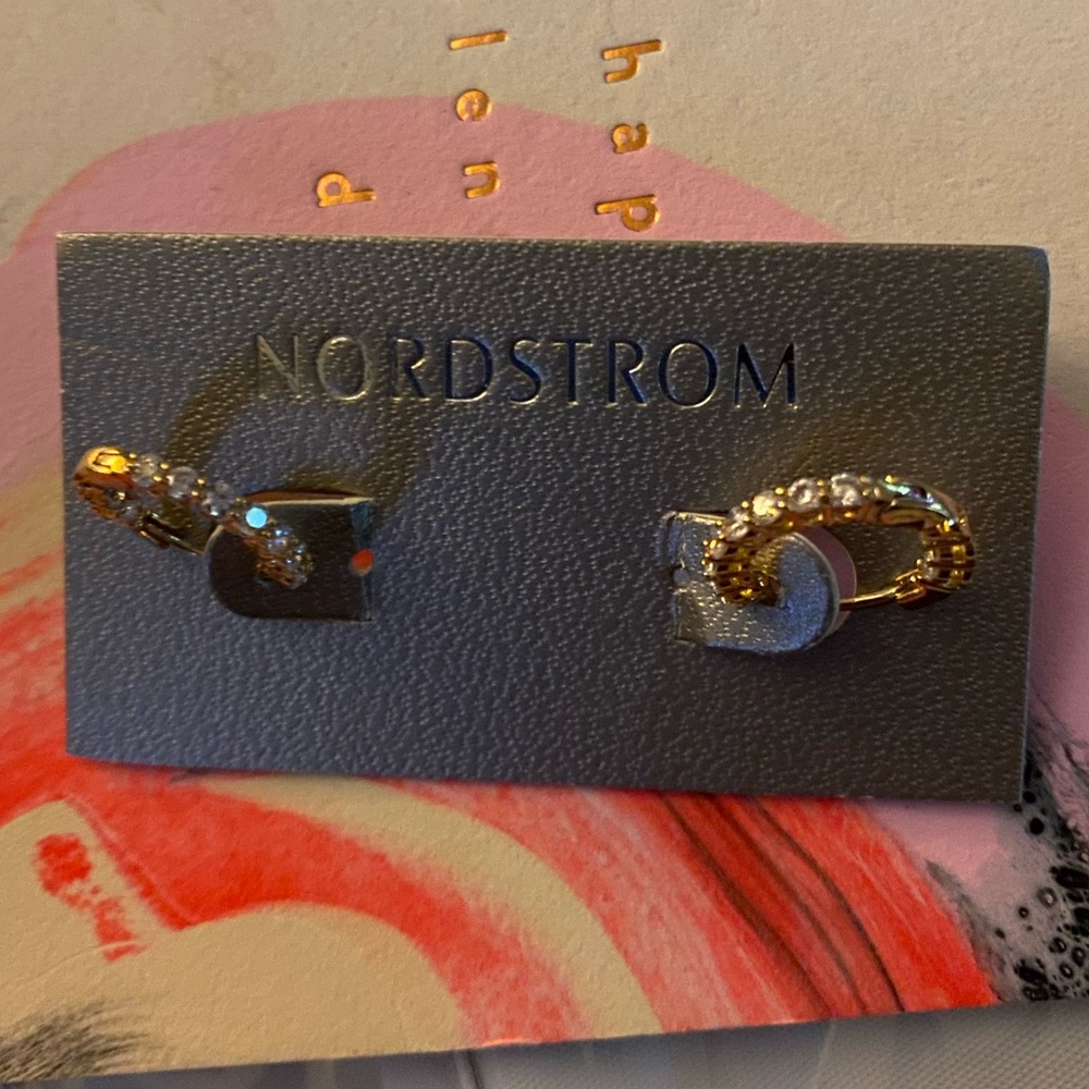 Beautiful Nordstrom Pave huggie earrings NWT